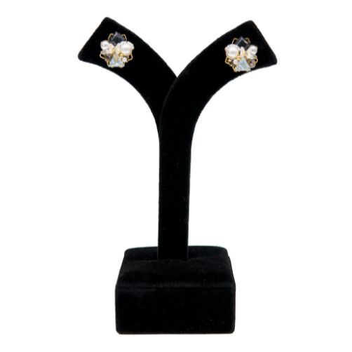 Elegant Pearl & Crystal Stone Stud Earrings
